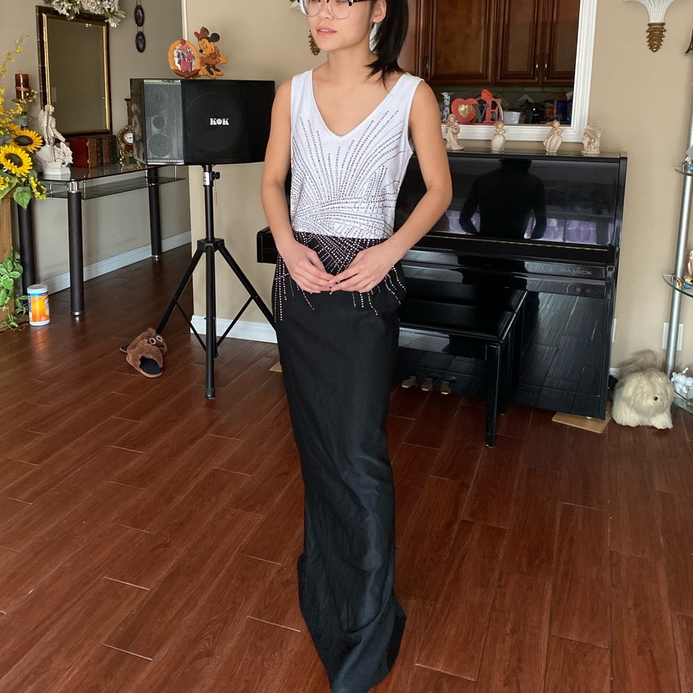 St. John Black and White Evening Dress